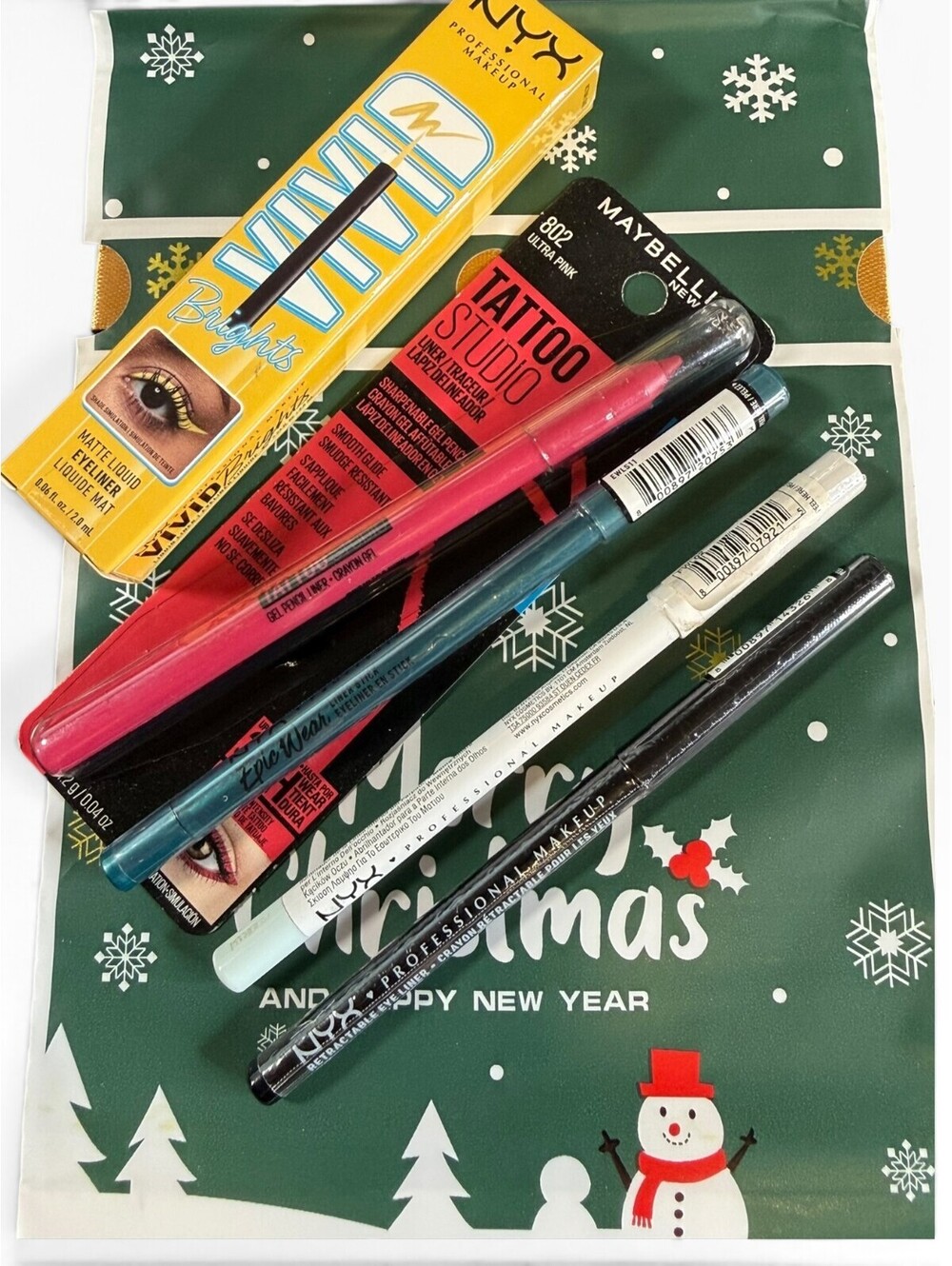 NYX Maybelline Eye Makeup Bundle Eyeliner Vivid Brights Tattoo Studio 5pc